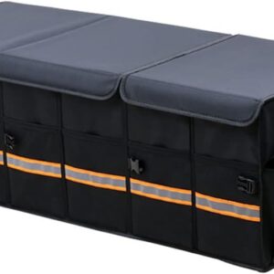 Extra large foldable car trunk organizer with lid cover and durable storage design.