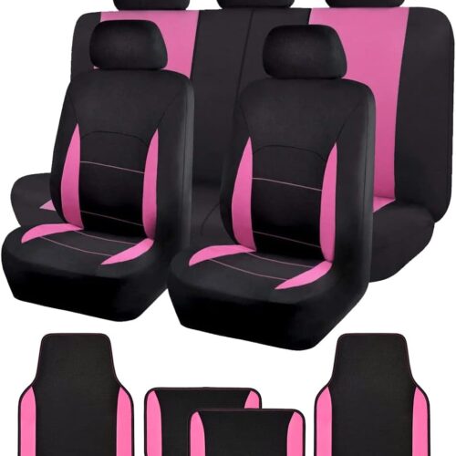 Car seat cover and floor mat combo set with waterproof interior protection.