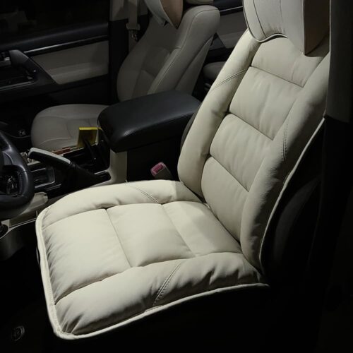 Genuine leather car seat cushion with comfortable support.