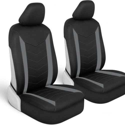 Front seat covers with waterproof neoprene lining, universal fit.