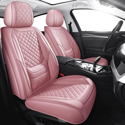 Leatherette car seat covers full set with waterproof cushion protection.
