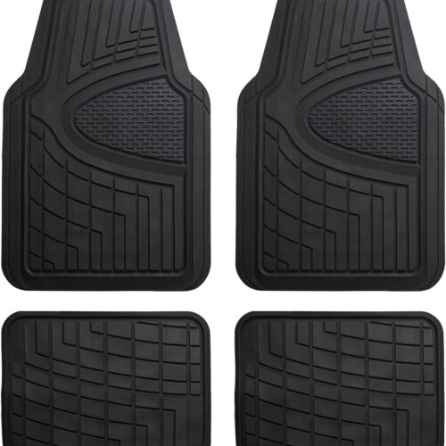 Heavy duty universal rubber car floor mats with waterproof and anti-slip protection.