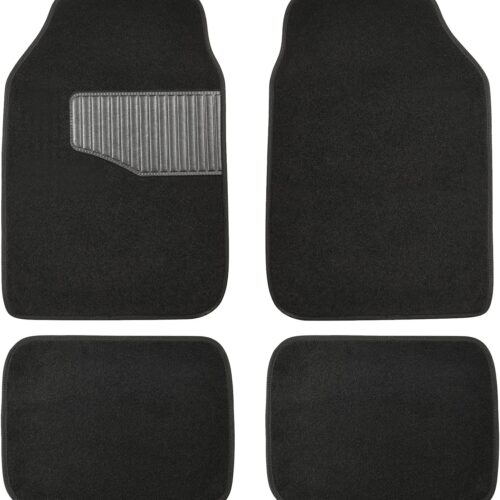 Universal fit rubber floor mats with anti-slip waterproof design.