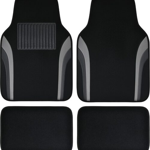 Leather sport style car floor mats, waterproof universal fit.