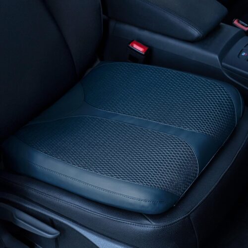 Memory foam heightening seat cushion, pain relief for driving, office, wheelchair.