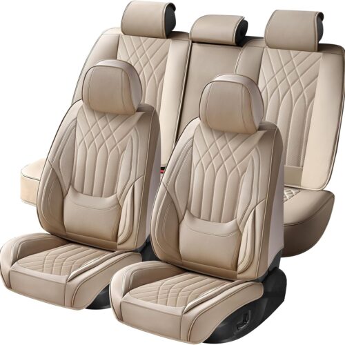 Full set leather car seat covers with waterproof protection.